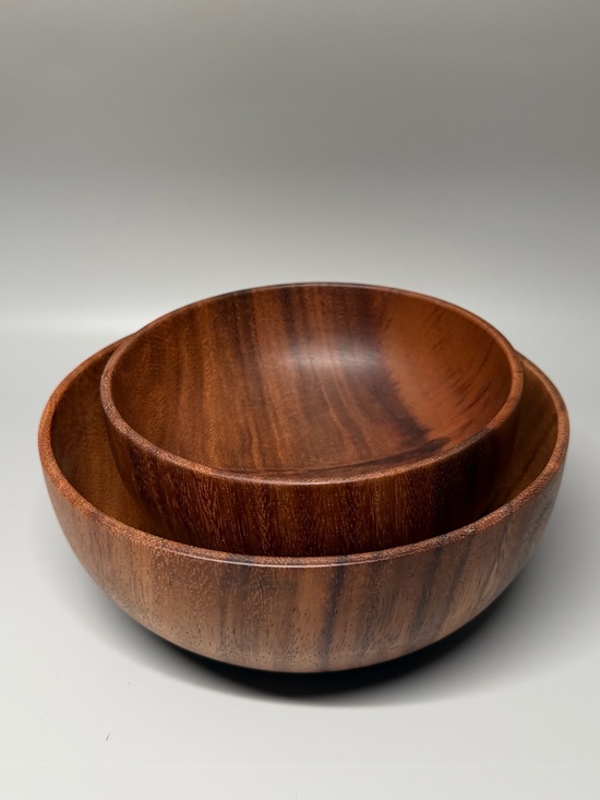 unbranded Other - Handcrafted Wooden Serving Bowls - Warm Brown Set